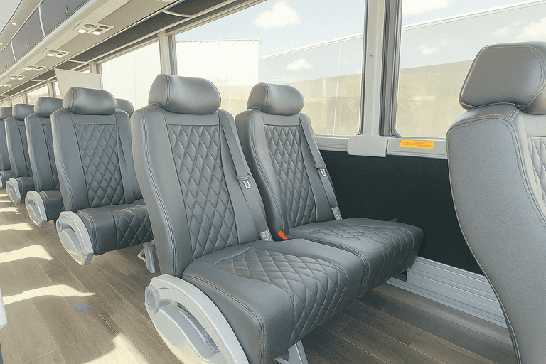 interior of Burnsville Coach Bus Service charter bus