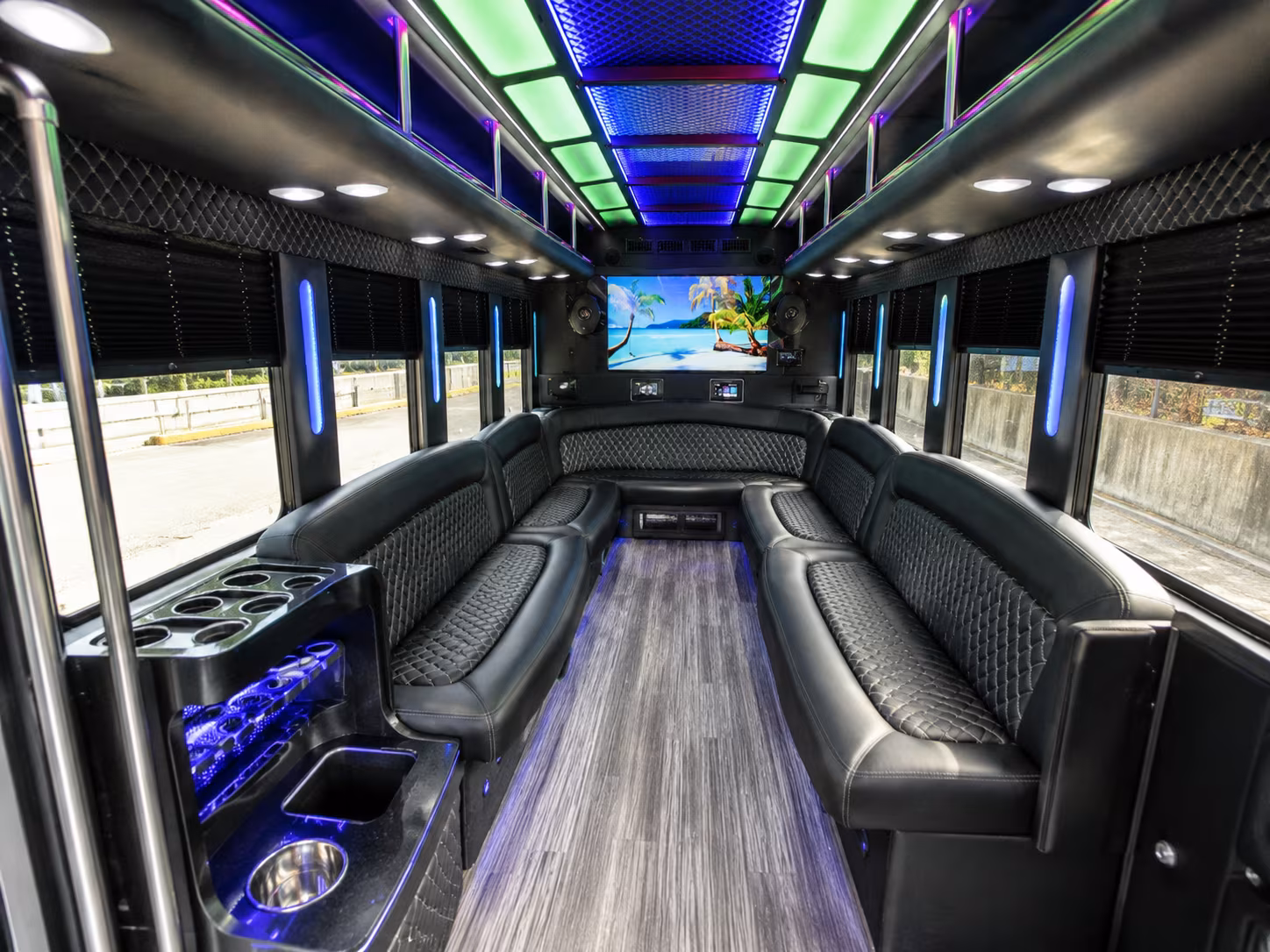 burnsville 18 passenger party bus inside
