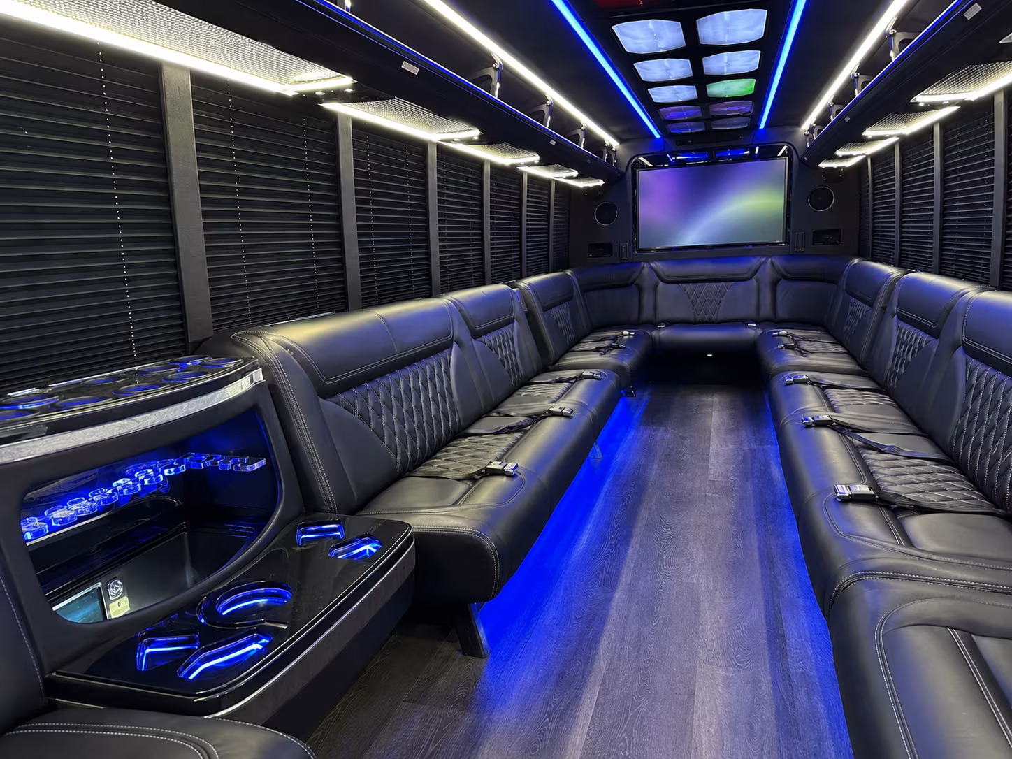 burnsville 20 passenger party bus inside